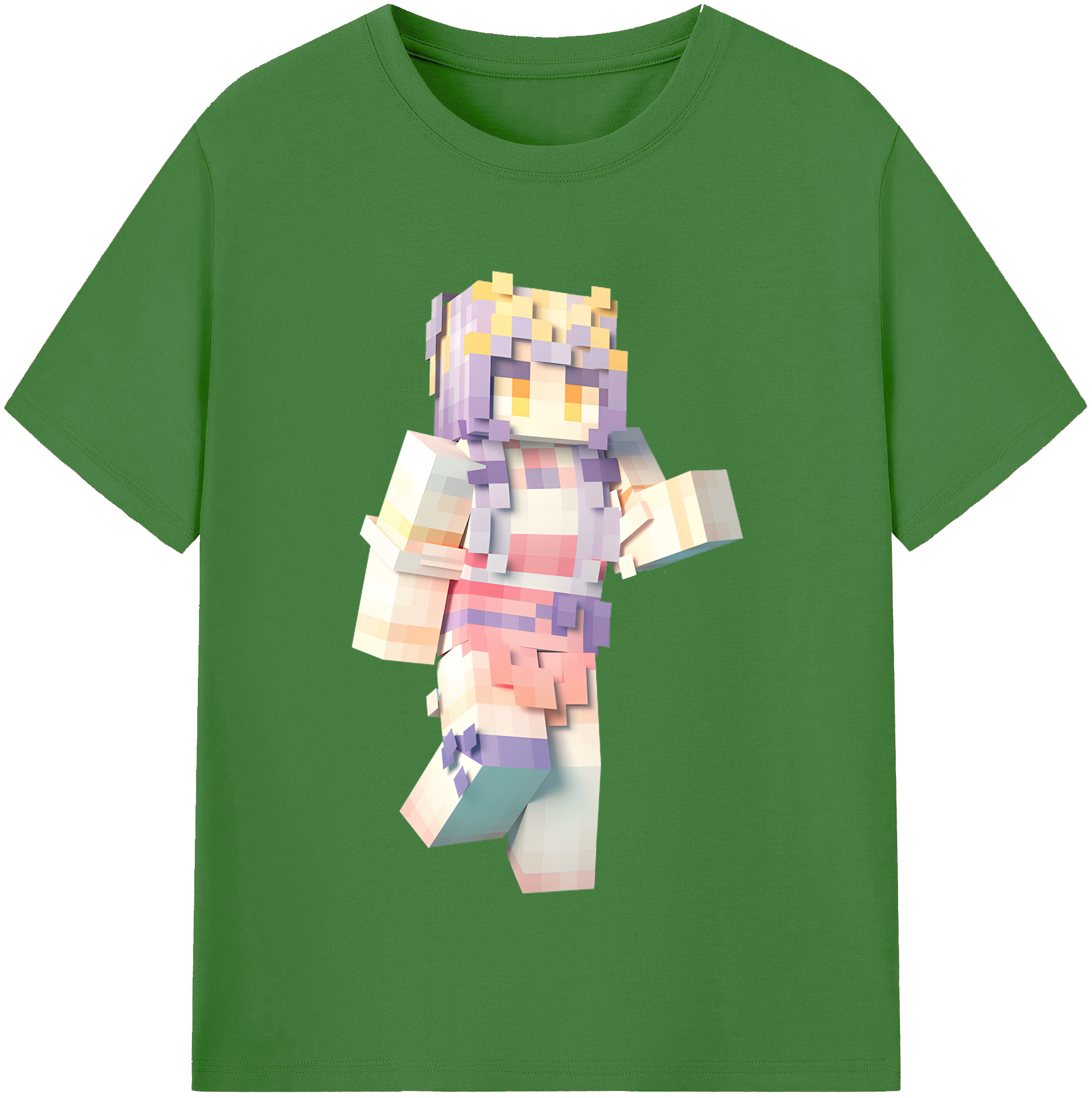 （画像用） マインクラフト ブロックの世界 Minecraft MC Block world レディースカジュアルプリントTシャツ（綿100％）